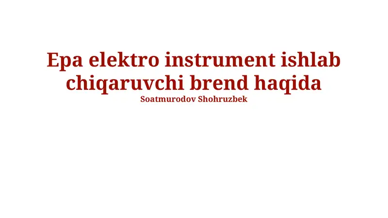 EPA elektr o'lchov asboblar