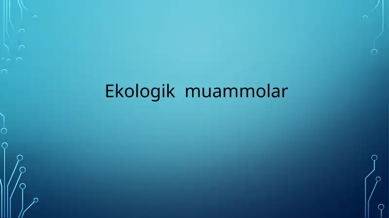 Ekologik innovatsion turizimdasturlari
