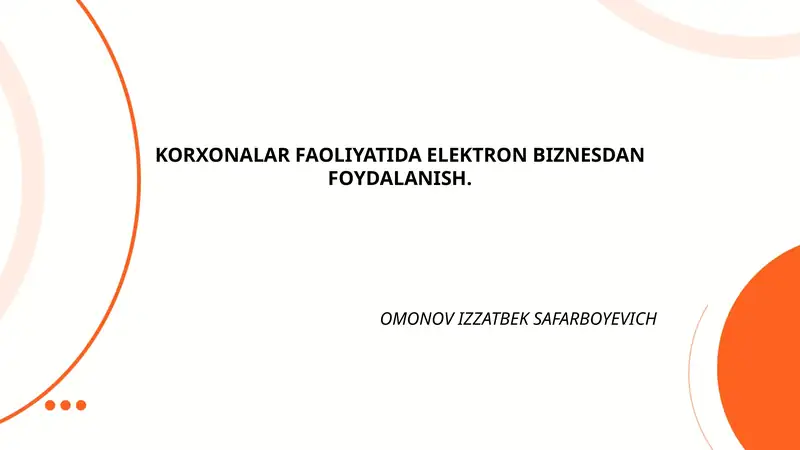 Elektron tijorat va korxona faoliyati