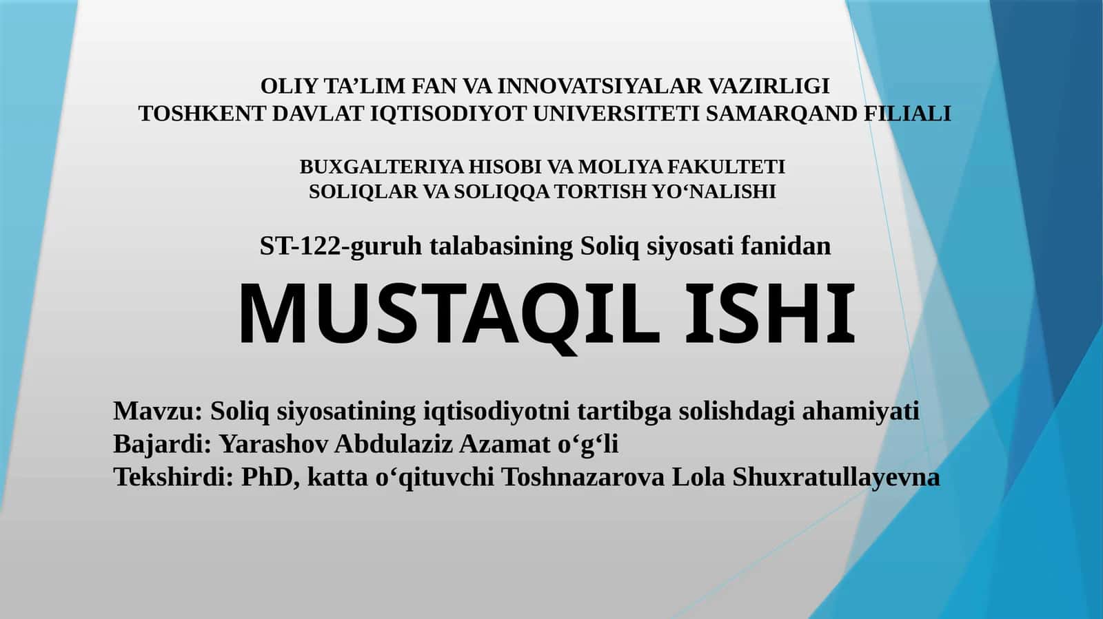Soliqsiyosatining iqtisodiyotni tartibga solishdagi ahamiyati