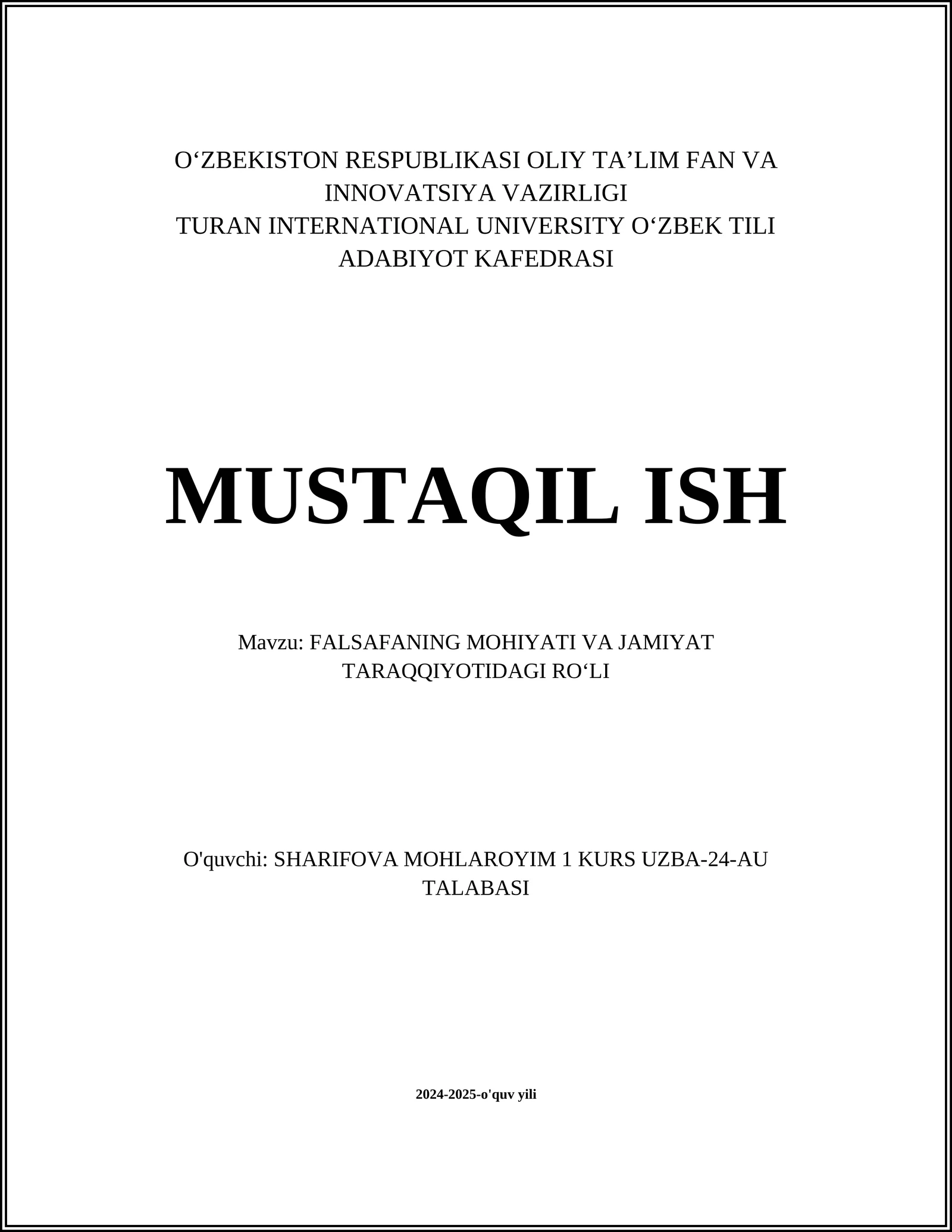 Falsafaning mohiyati