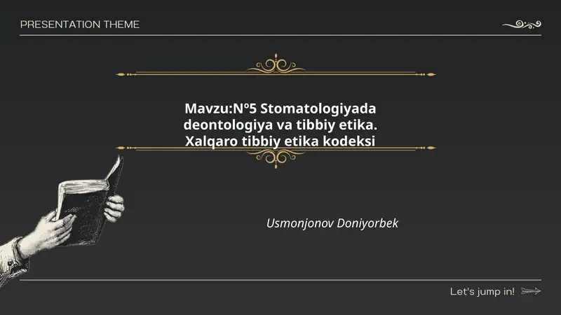 Nº5 Stomatologiyada deontologiya va tibbiy etika