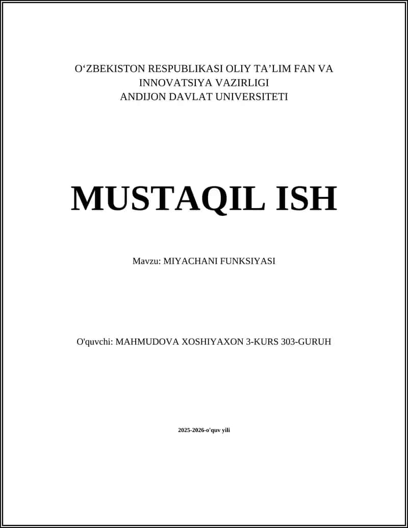 MIYACHANI FUNKSIYASI