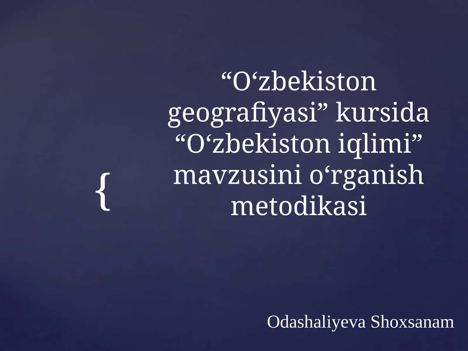 O‘zbekistoni iqlimi kursi