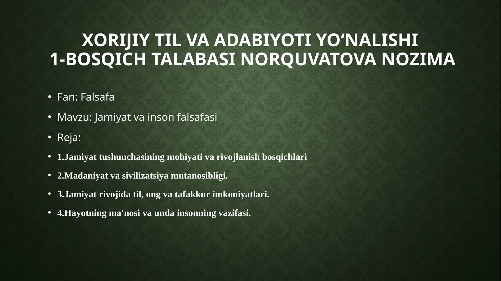 Jamiyat va inson falsafasi