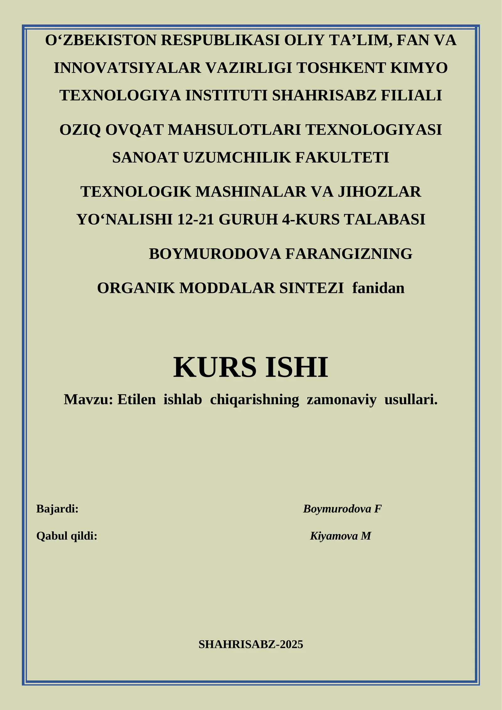 Etilen ishlab chiqarishning zamonaviy usullari