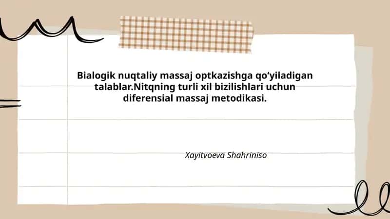 Bialogik nuqtaliy massaj metodikasi