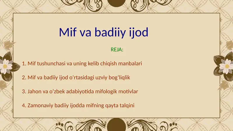 Mif va badiiy ijod