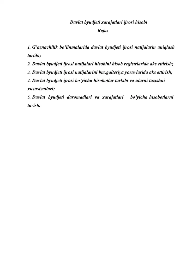 Davlat byudjeti xarajatlari ijrosi hisobi