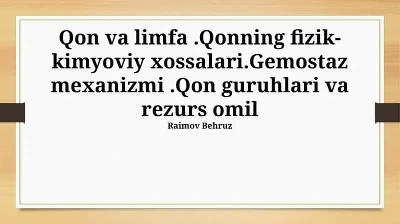 Qon va limfa