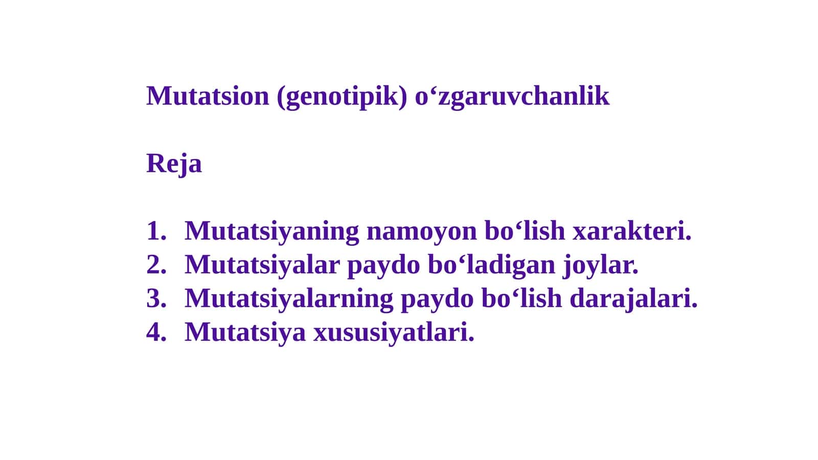 Mutatsion (genotipik) o‘zgaruvchanlik