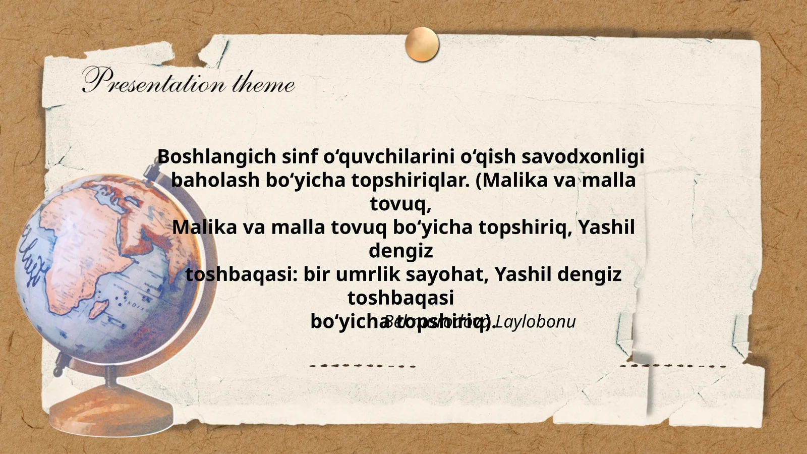 Boshlangich sinf o‘quvchilarini o‘qish savodxonligi baholash bo‘yicha topshiriqlar