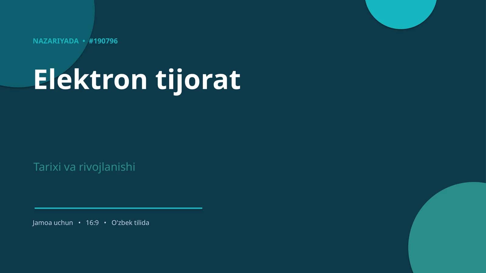 NAZARIYADA • #190796 Elektron tijorat