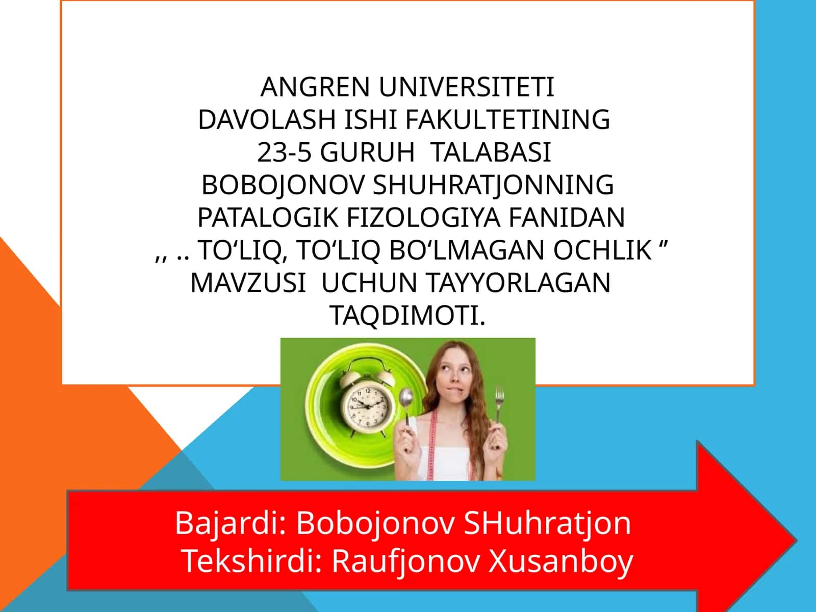 To‘liq, to‘liq bo‘lmagan ochlik‘’mavzusi