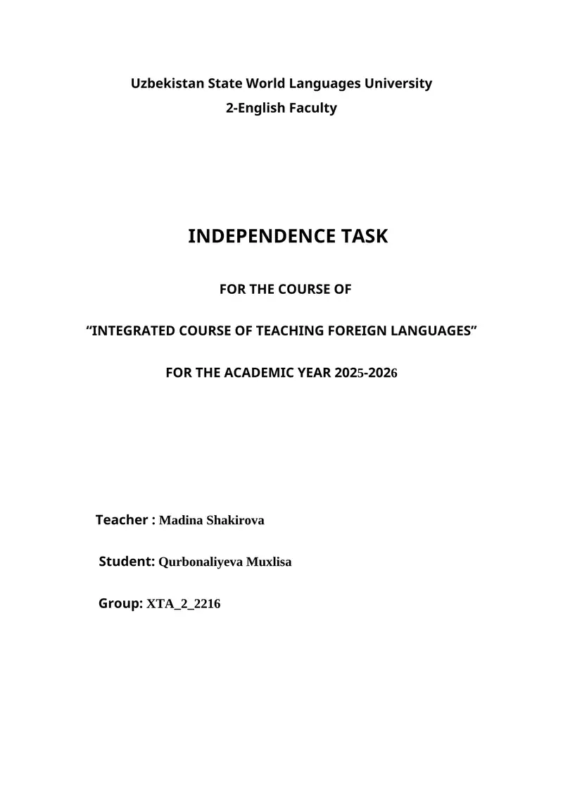 Principles of Language Assessment and Test Design