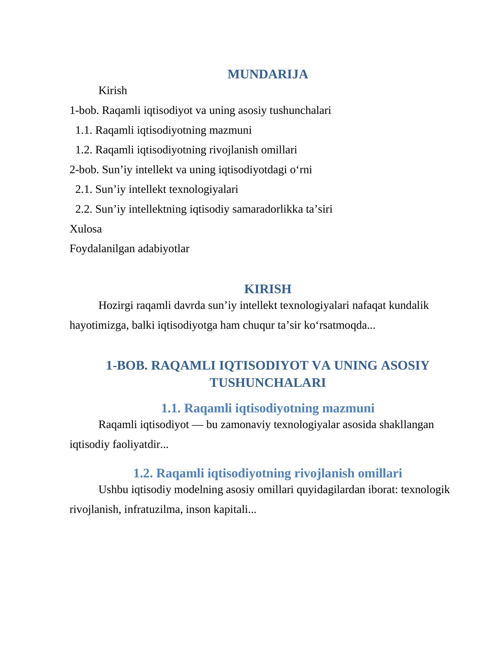 RAQAMLI IQTISODIYOT VA UNING ASOSIY TUSHUNCHALARI