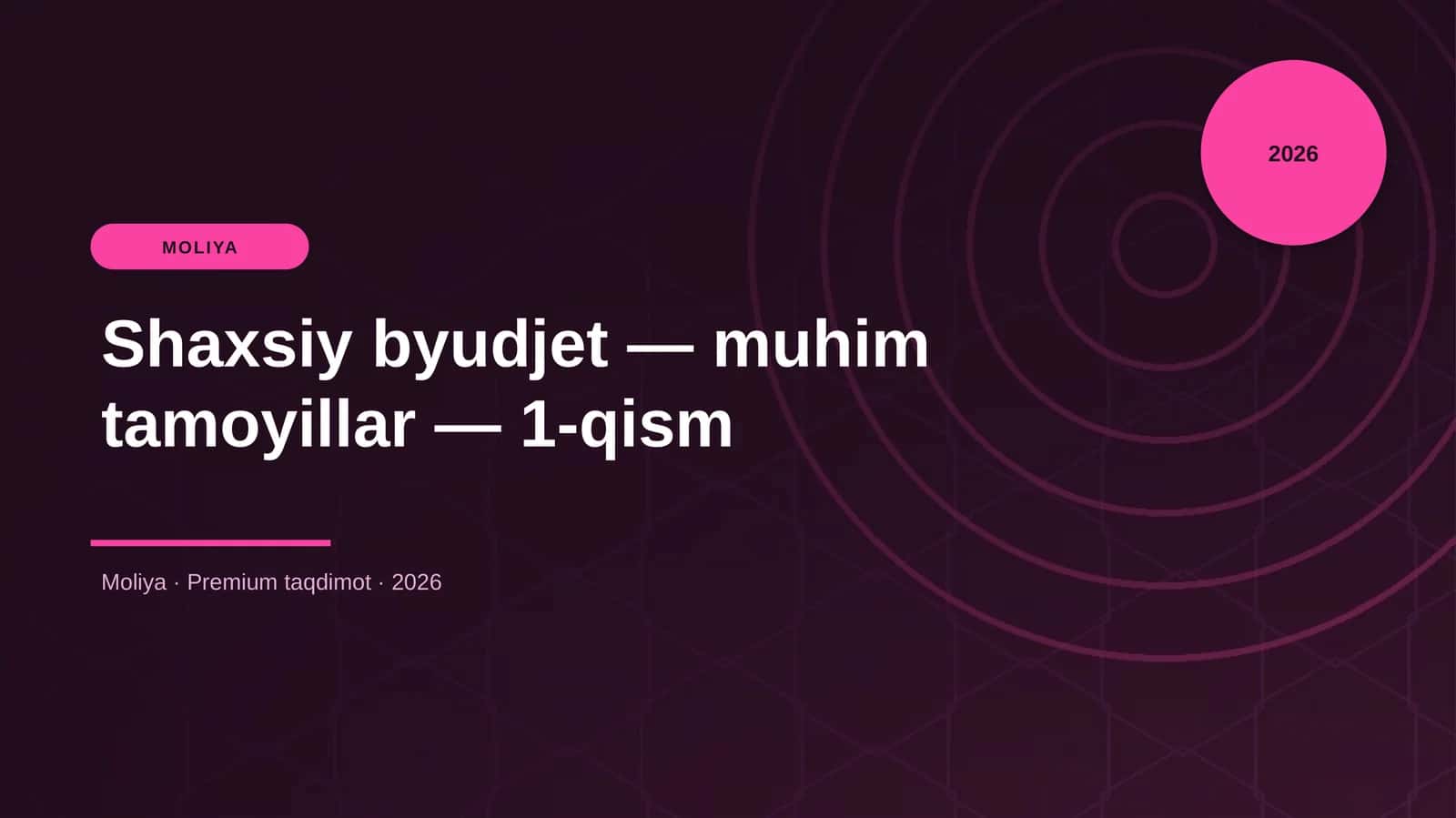 Shaxsiy byudjet — muhim tamoyillar — 1-qism