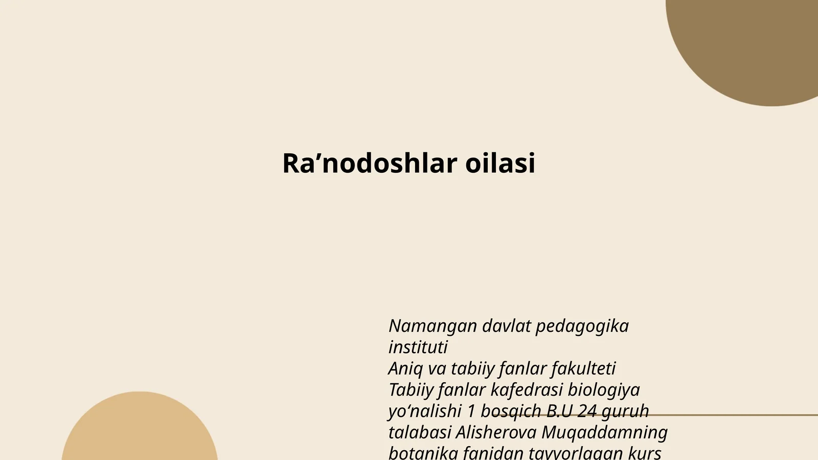 Botanika fanidan TAYYORLAGAN kurs ishi