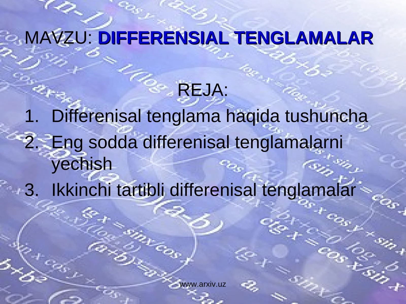 DIFFERENSIAL TENGLAMALAR