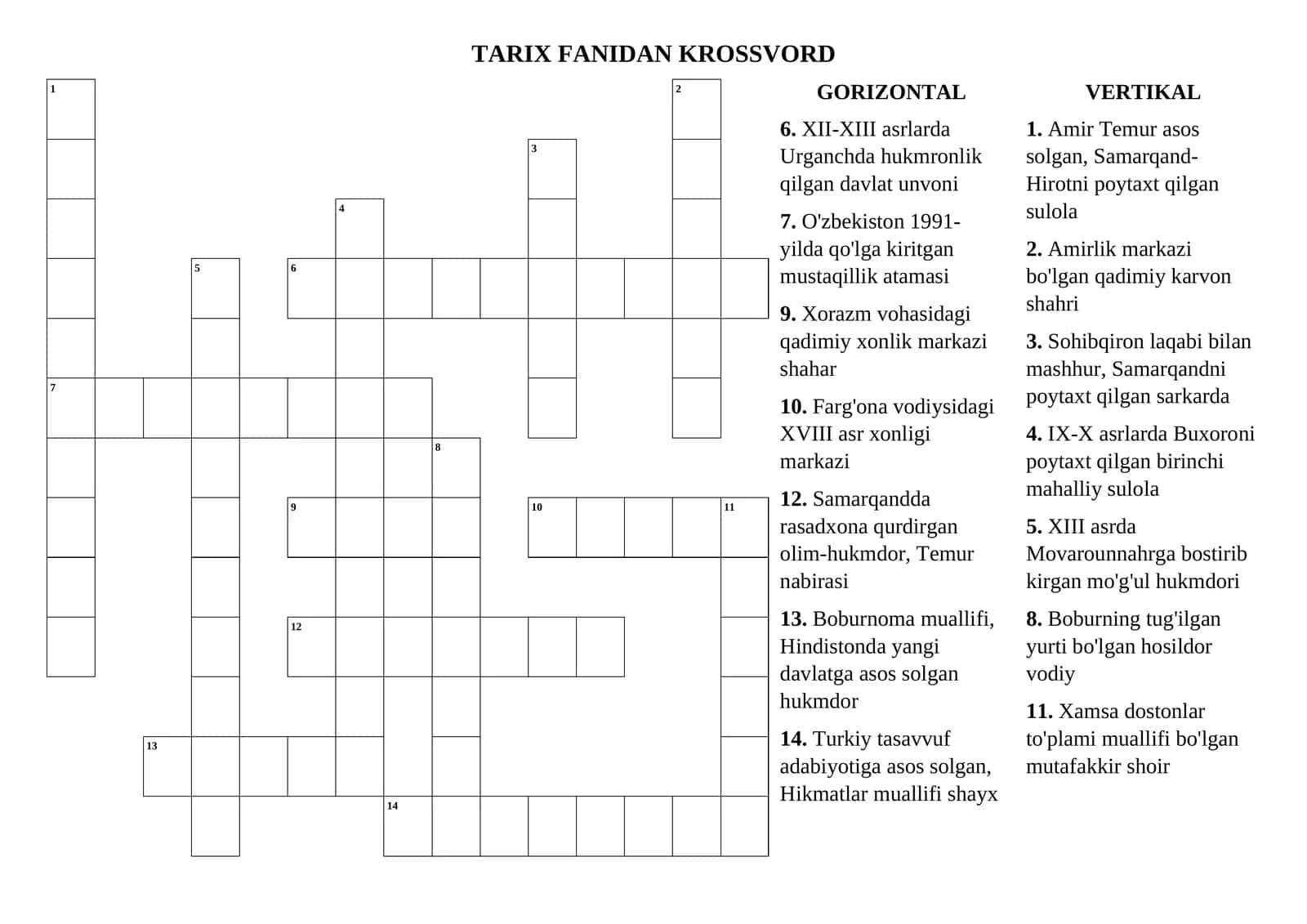TARIX FANIDAN KROSSVORD