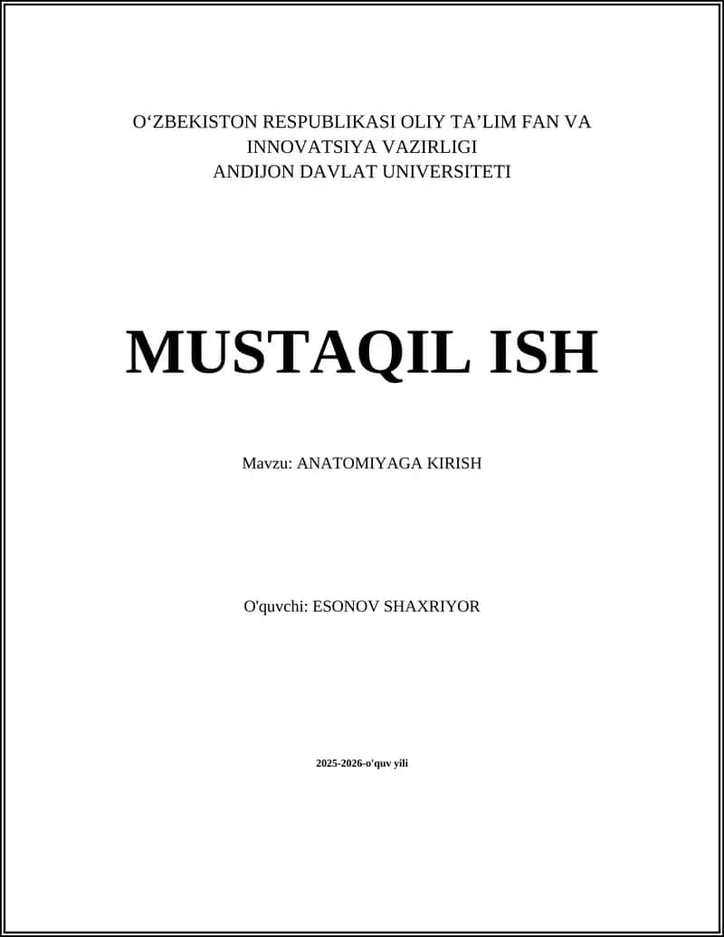 ANATOMIYAGA KIRISH