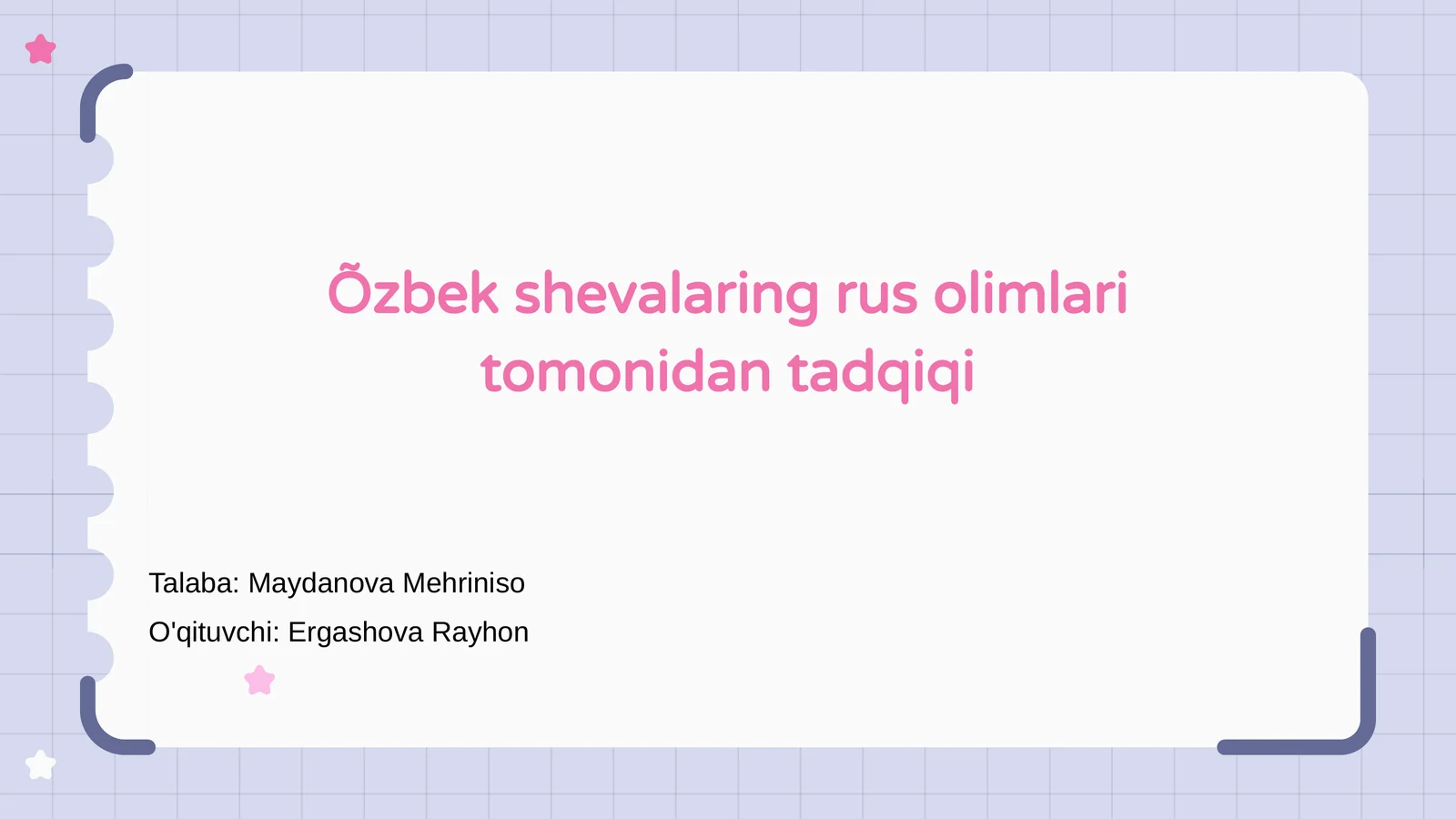 O'zbek shevalari rus olimlari tomonidan tadqiqi