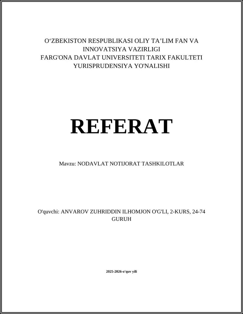 Nodavlat notijorat tashkilotlar
