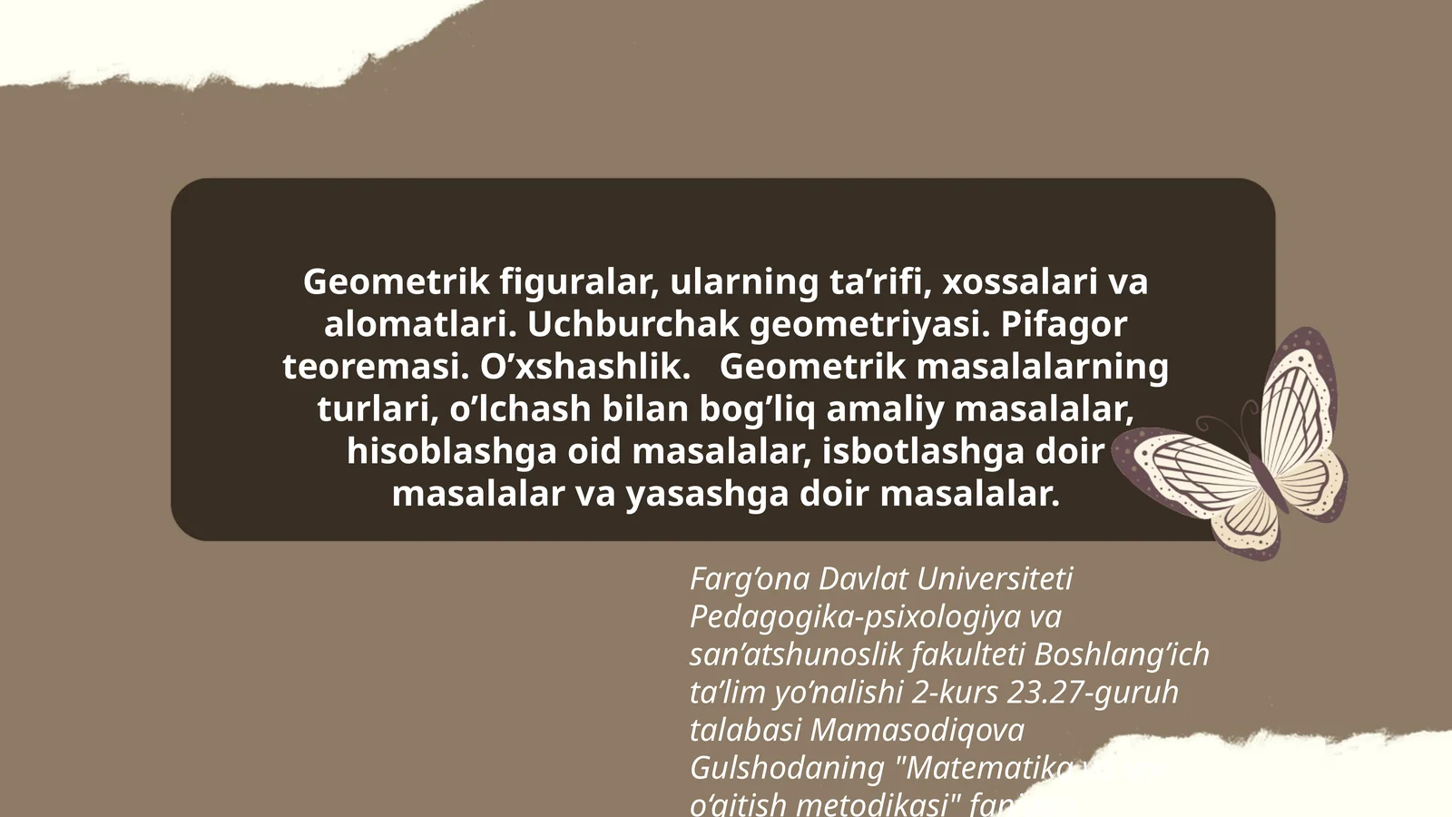 Matematika va uni o‘qitish metodikasi