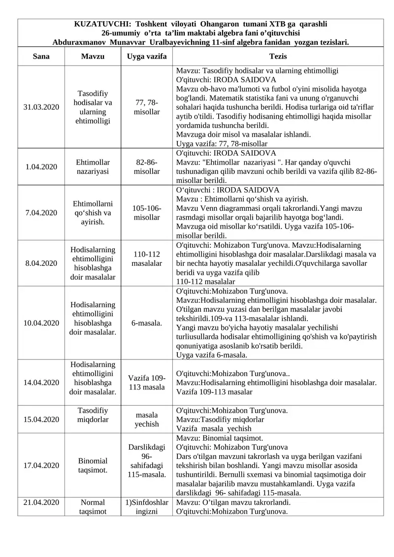 Tasodifiy hodisalar va ularning ehtimolligi