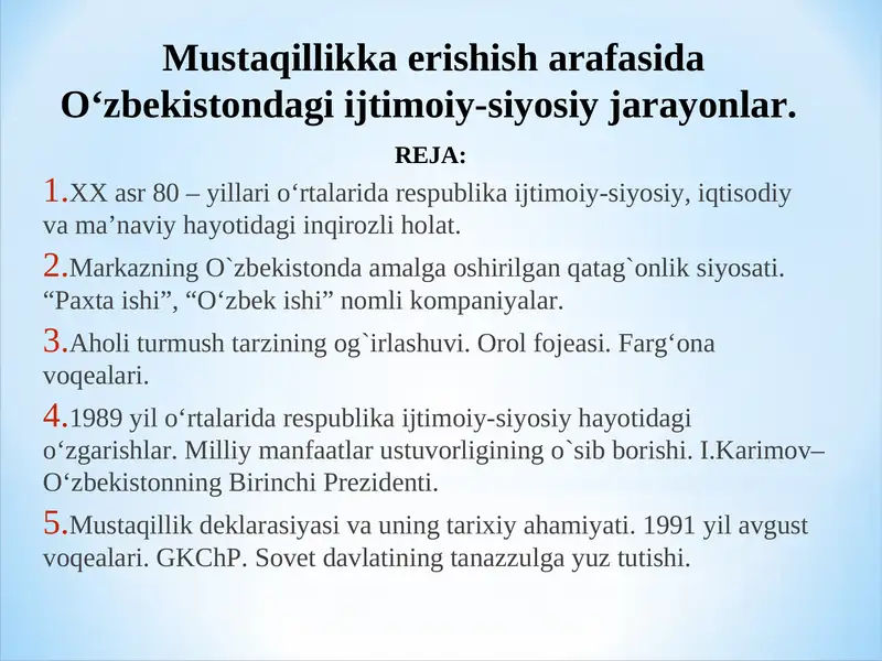 O'zbekistondagi Ijtimoiy-siyosiy Jarayonlar