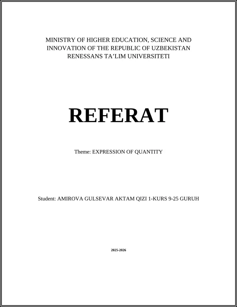 EXPRESSION OF QUANTITY