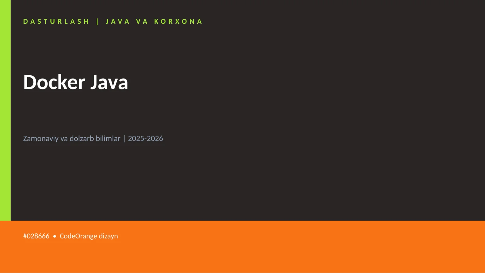 DASTURLASH | JAVA VA KORXONA