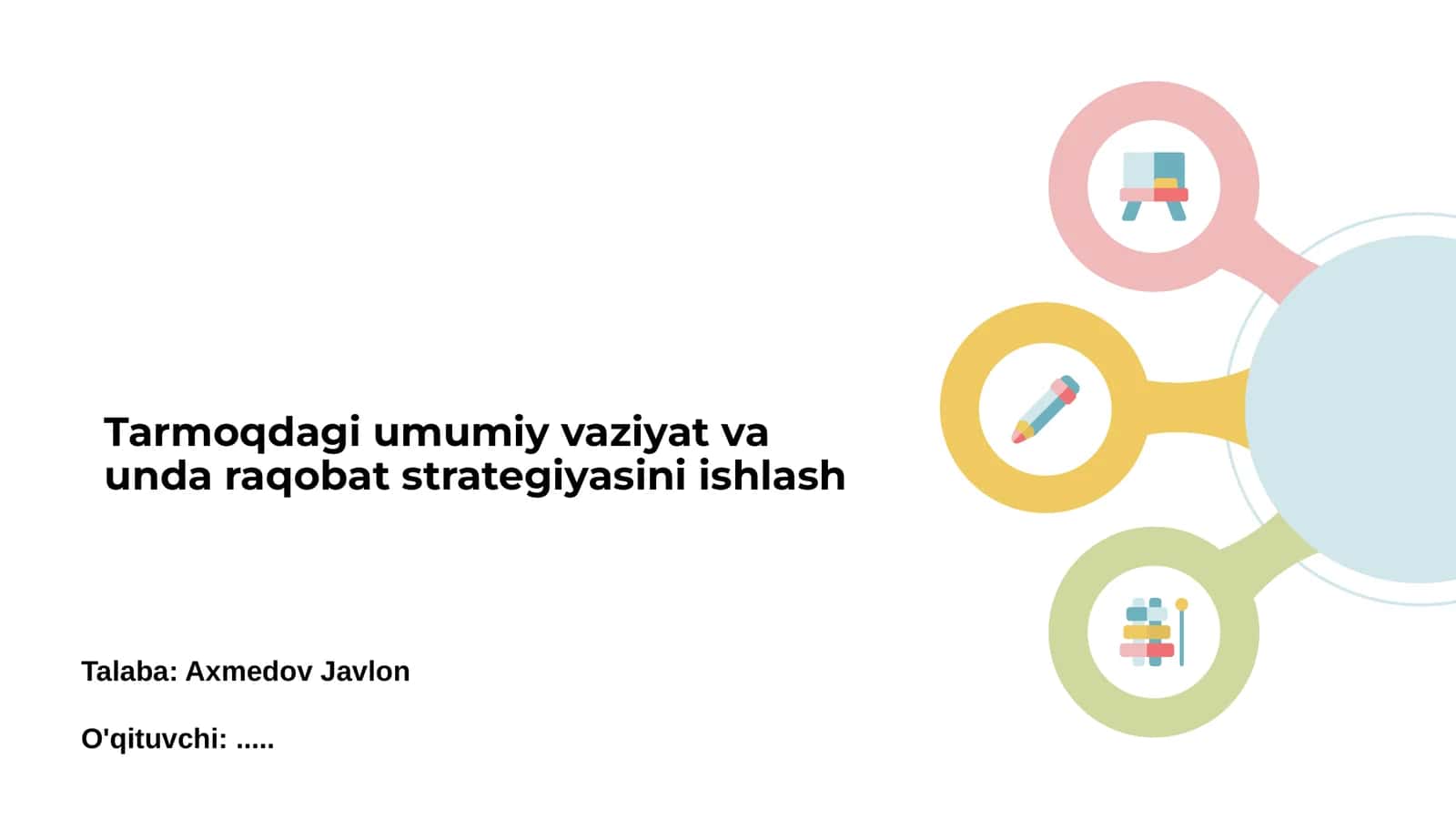 Tarmoqdagi umumiy vaziyat va unda raqobat strategiyasini ishlash