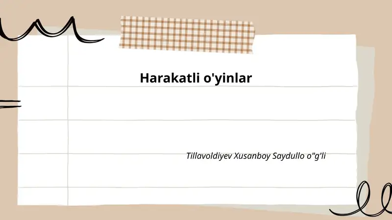 Harakatli o'yinlar