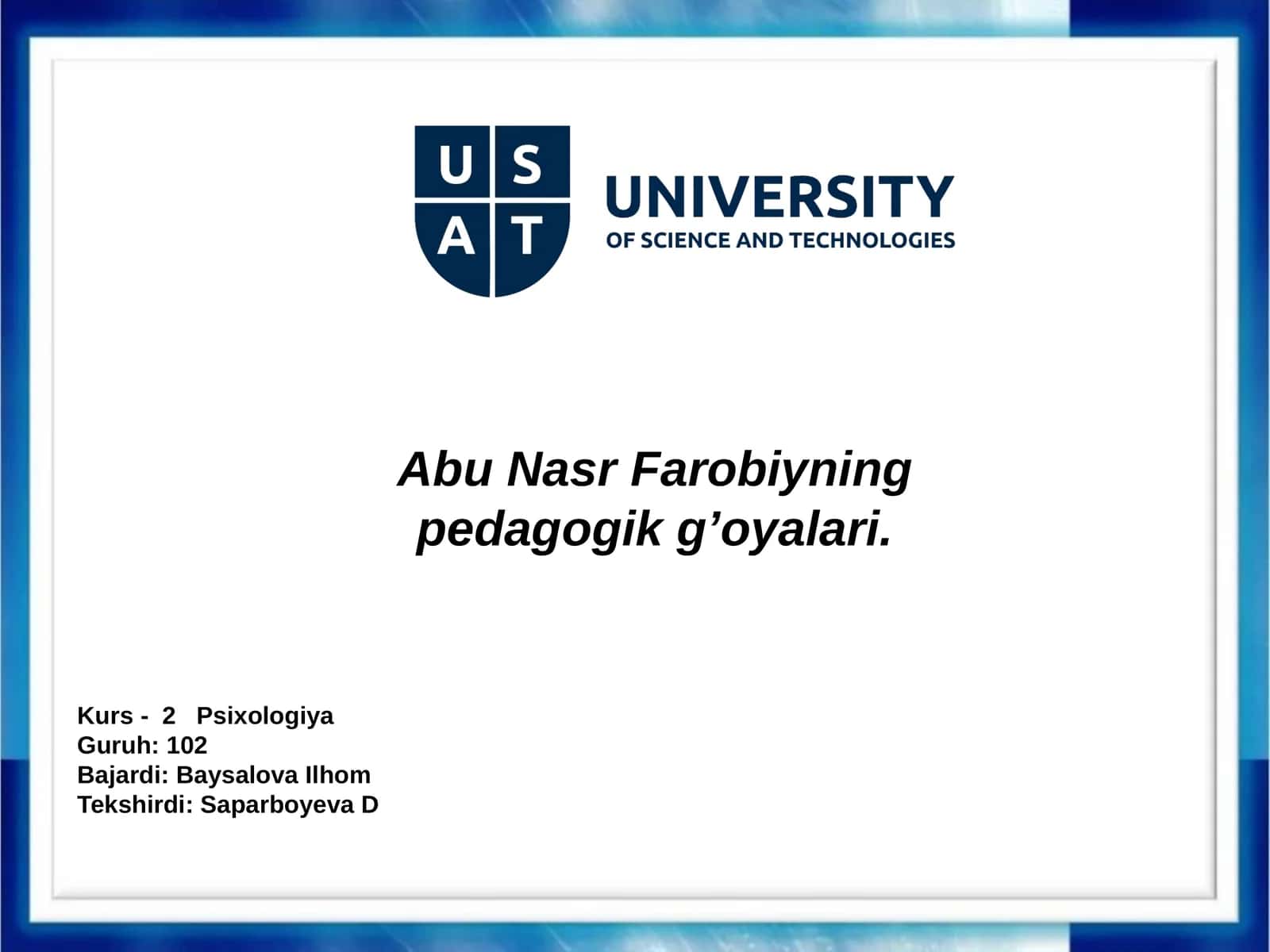 Abu Nasr Farobiynin pedagogik g'oyalari