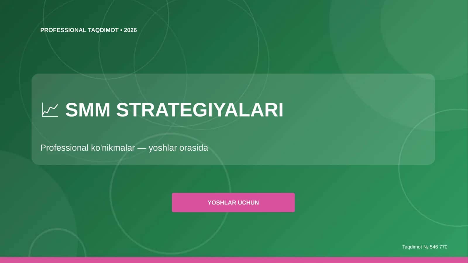 SMM strategiyalari: professional ko'nikmalar (yoshlar orasida)