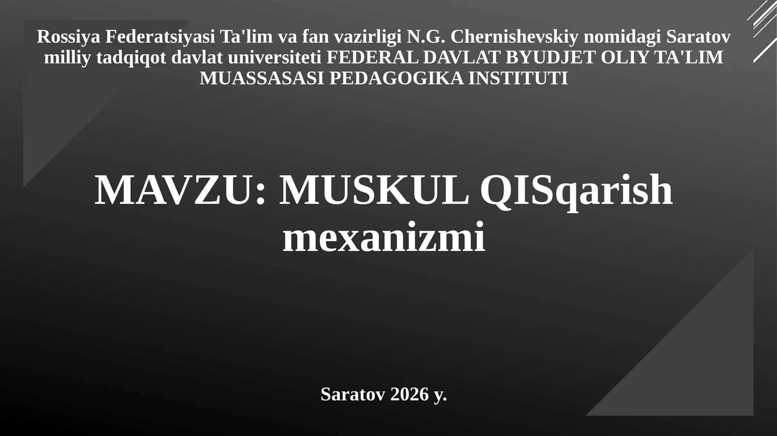 Jismoniy madaniyat va salomatlik asoslari
