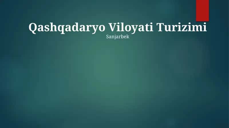 Qashqadaryo Viloyati Turizimi