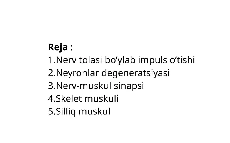 Nerv tolasi bo’ylab impuls o’tishi