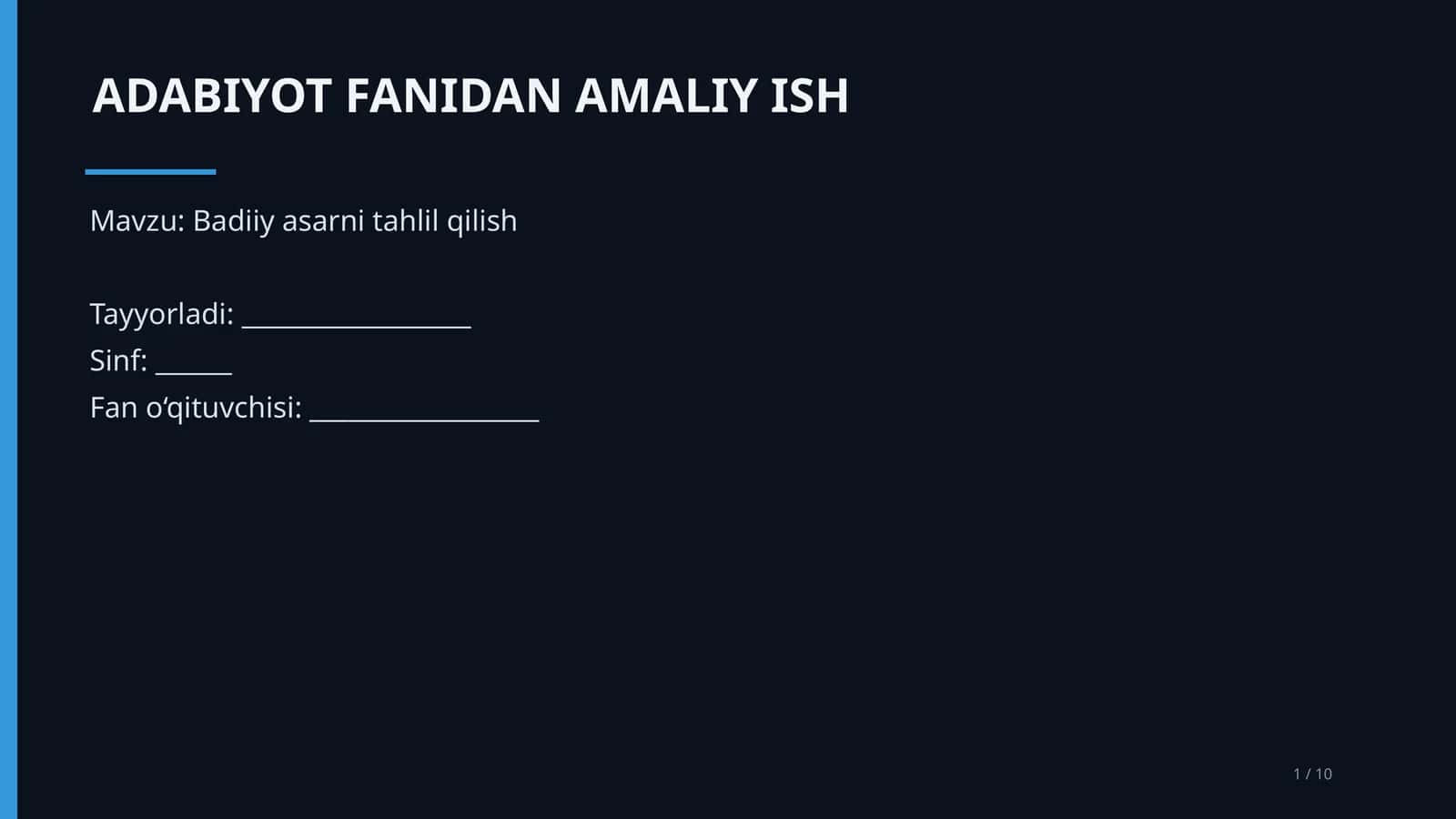 Badiiy asarni tahlil qilish