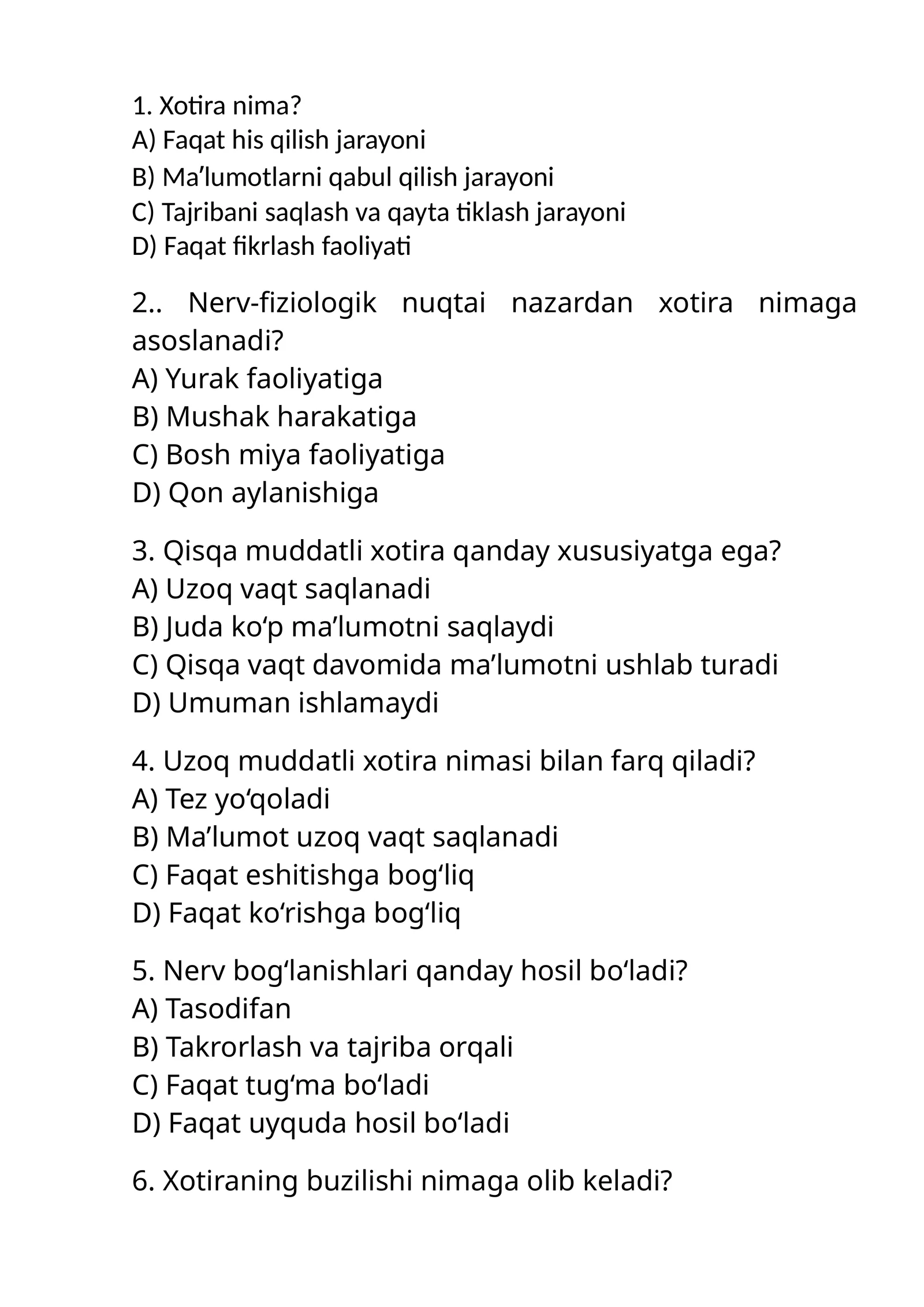 Xotira nima?