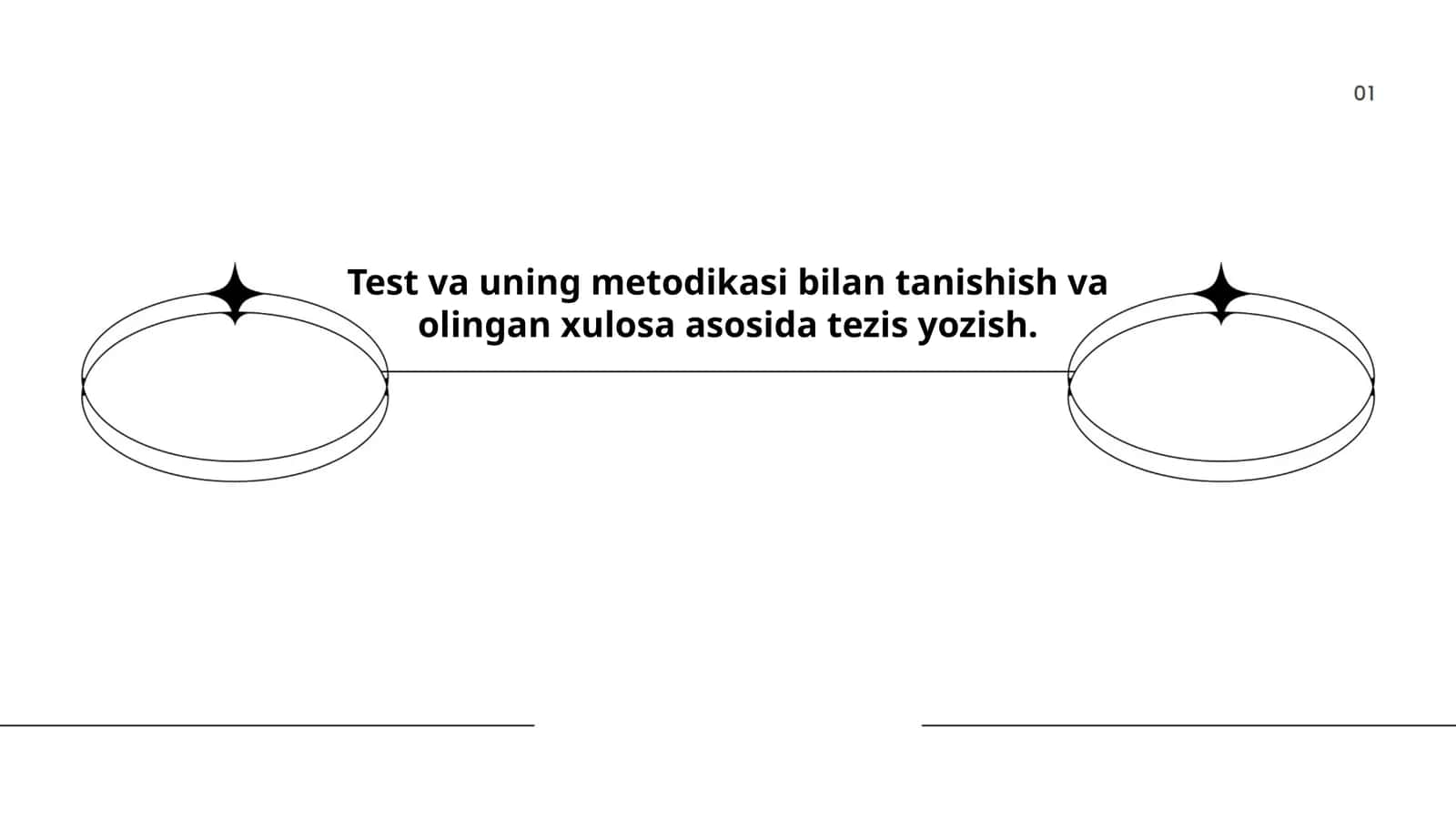 Test va uning metodikasi bilan tanishish va olingan xulosa asosida tezis yozish