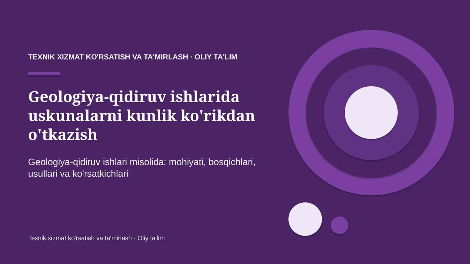 geologiya qidiruv ishlarida uskunalarni kunlik ko'rikdan o'tkazish 5114