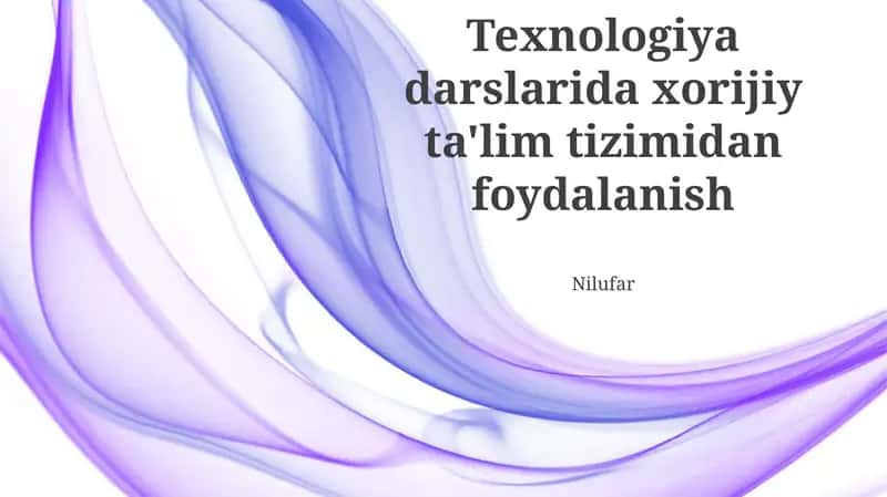 Texnologiya darslarida xorijiy ta'lim tizimidan foydalanish