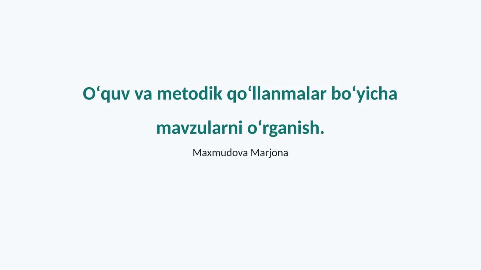 Oʻquv va metodik qoʻllanmalar