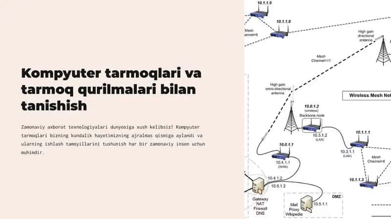 L1  Kompyuter tarmoqlari va tarmoq qurilmalari bilan tanishish.