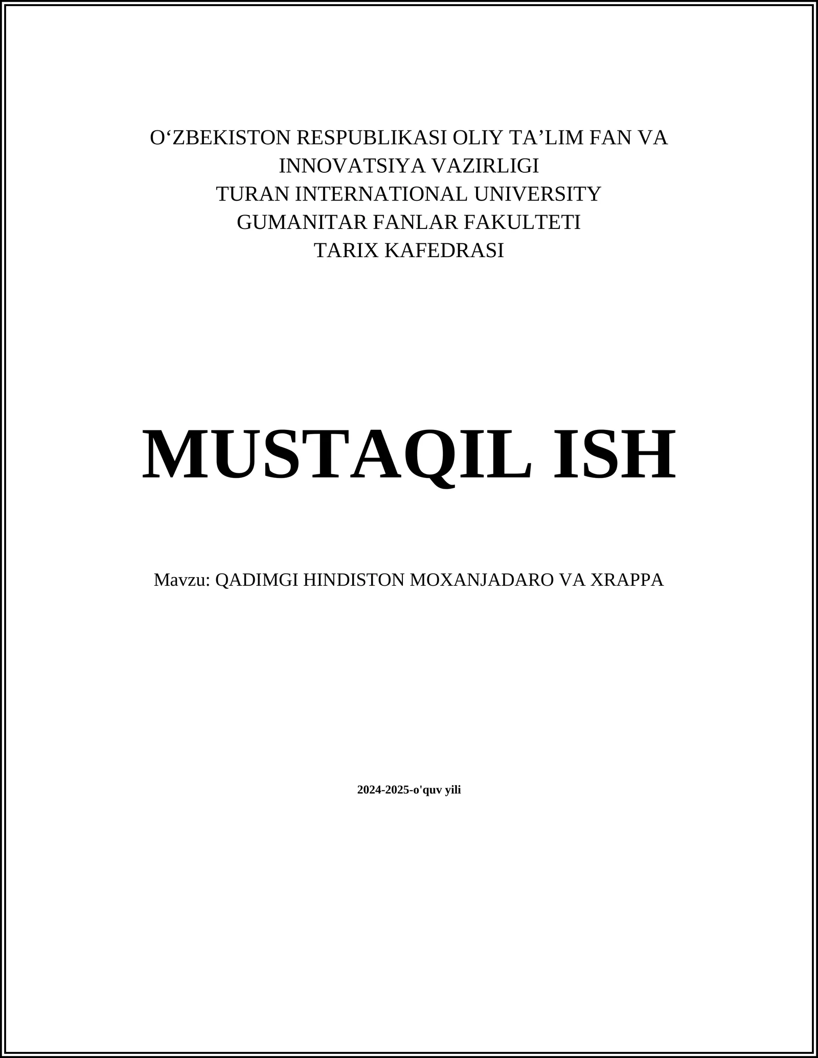 QADIMGI HINDISTON MOXANJADARO VA XRAPPA