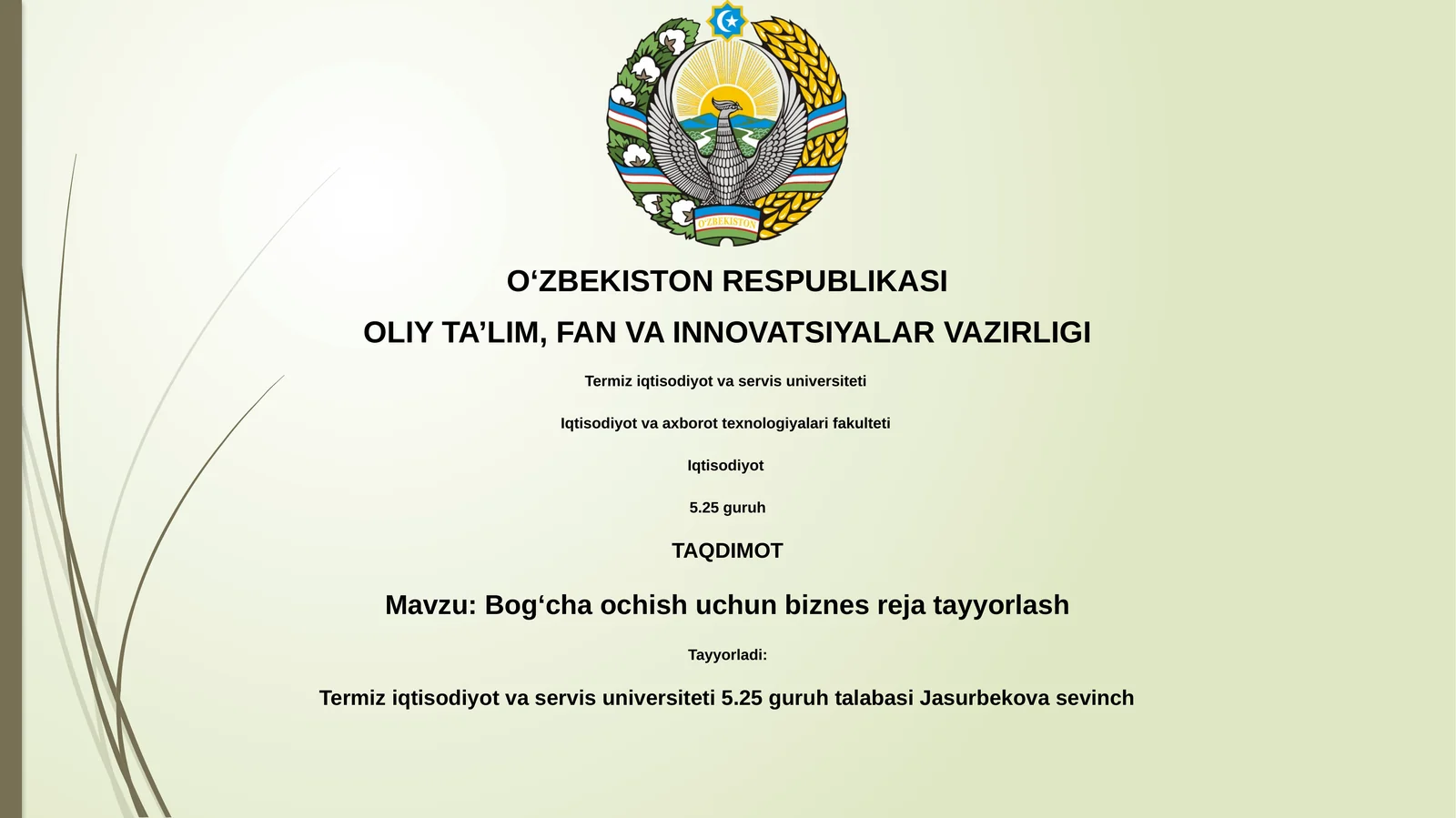 Biznes-reja tayyorlash
