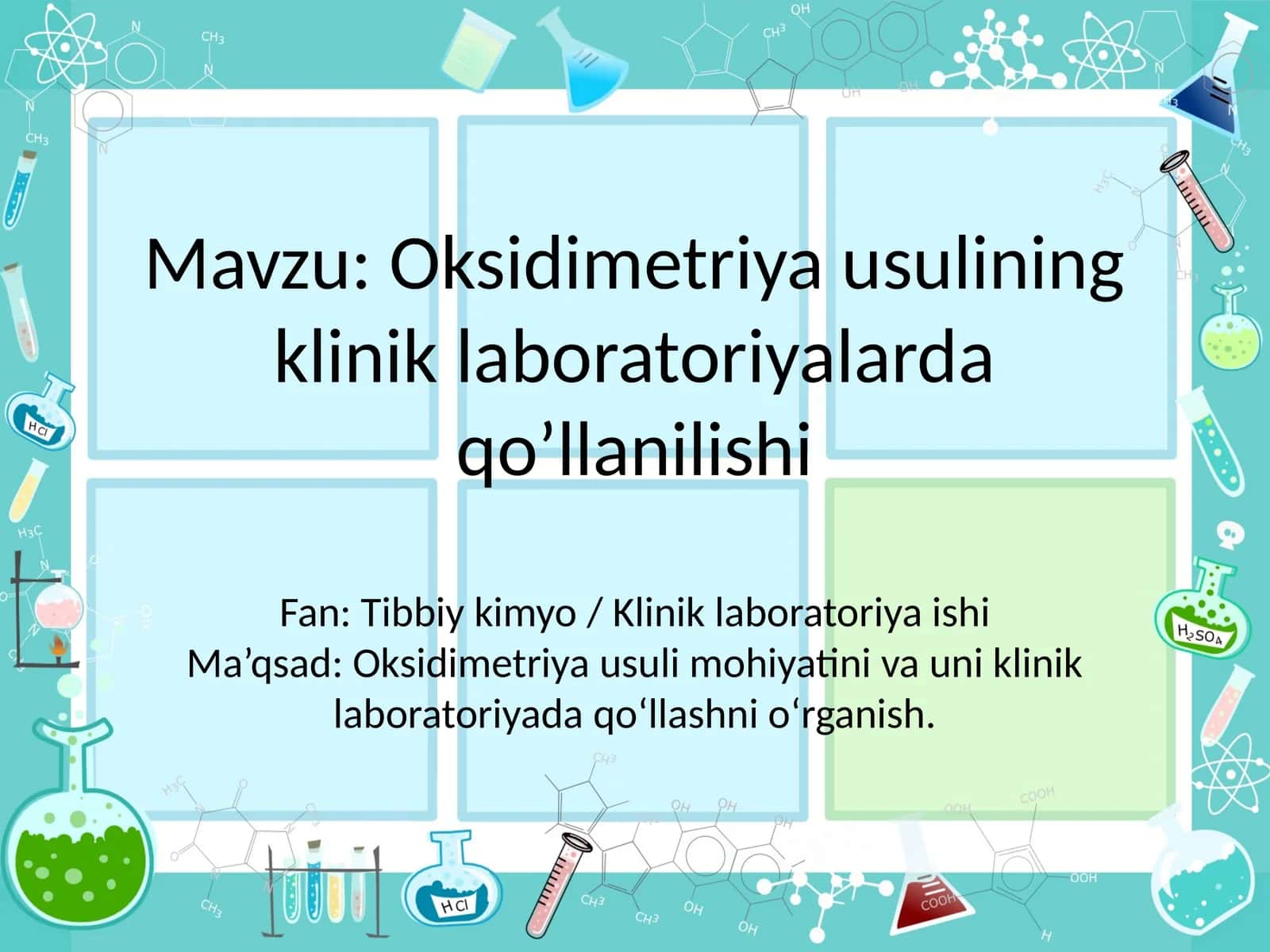 Oksidimetriya usulining klinik laboratoriyalarda qo’llanilishi