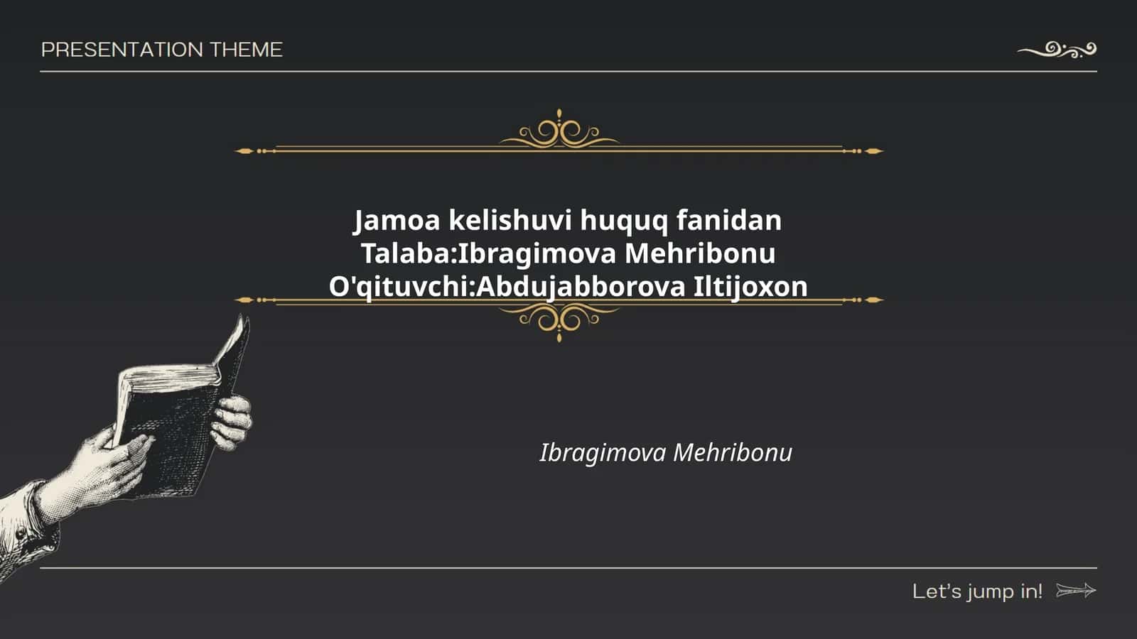 Jamoa kelishuvi huquq fanidan